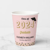 Gobelets En Papier Gold Foil Script Confetti Graduation Party Rose (Verso)