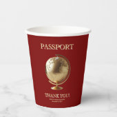 Gobelets En Papier Gold Globe Passport Travel Baby Shower (Recto)