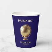 Gobelets En Papier Gold Globe Passport Travel Baby Shower (Recto)