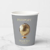 Gobelets En Papier Gold Globe Passport Travel Baby Shower (Recto)