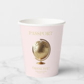 Gobelets En Papier Gold Globe Passport Travel Baby Shower (Recto)