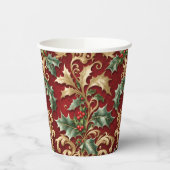 Gobelets En Papier Gold Green Feuille Red Christmas Holiday Tasses de (Gauche)