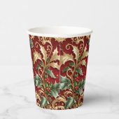 Gobelets En Papier Gold Green Feuille Red Christmas Holiday Tasses de (Droite)