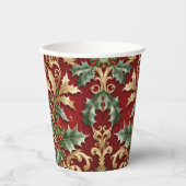 Gobelets En Papier Gold Green Feuille Red Christmas Holiday Tasses de (Recto)