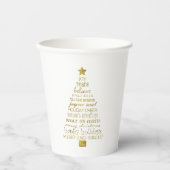 Gobelets En Papier Gold Inspirational Christmas Tree Peace Joy (Recto)