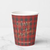 Gobelets En Papier Gold Joyeux Buffalo de Noël Chèque personnalisée (Recto)