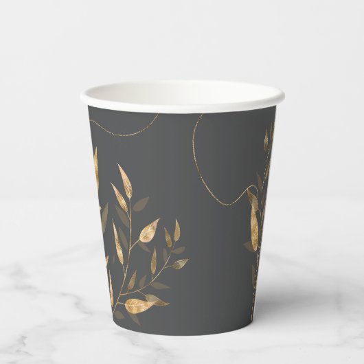 Gobelets En Papier Gold Leaf Floral 30th Anniversary ID1169 (Verso)