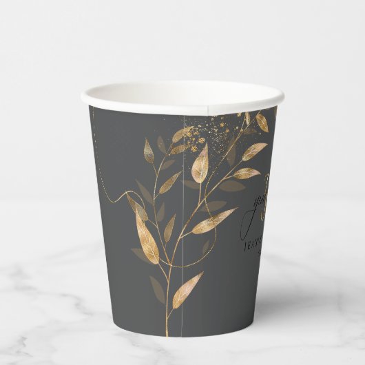 Gobelets En Papier Gold Leaf Floral 30th Anniversary ID1169 (Droite)