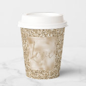 Gobelets En Papier Gold Luxe Parties scintillant Amour Noël (Recto)