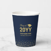 Gobelets En Papier Gold & Navy Confetti Graduation Party (Verso)