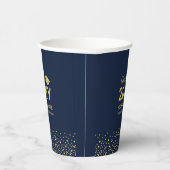 Gobelets En Papier Gold & Navy Confetti Graduation Party (Droite)