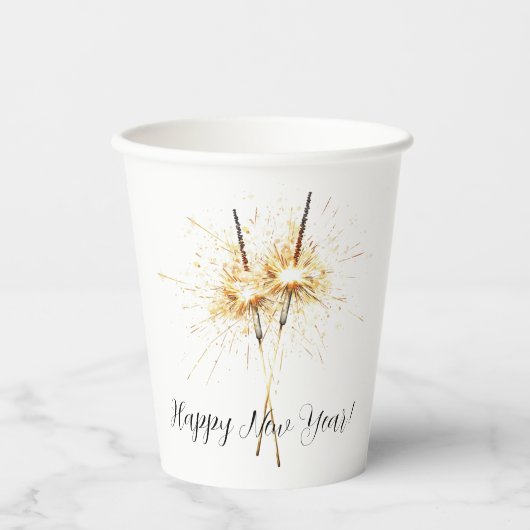 Gobelets En Papier Gold New Year's Eve Day Celebration Sparklers (Recto)