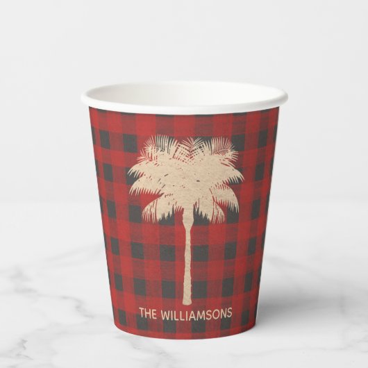 Gobelets En Papier Gold Palm Buffalo Check personnalisé (Verso)