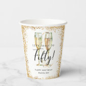Gobelets En Papier Gold Parties scintillant 50e fête d'anniversaire (Verso)