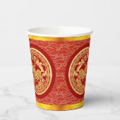 Gobelets En Papier Gold Red Chinese Horse coupé en papier PC 2026 (Gauche)