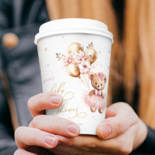 Gobelets En Papier Gold Rose Girl Baby shower Nous Pouvons Attendre