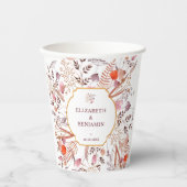 Gobelets En Papier Gold Rustic Boho Chic Fleur sauvage Mariage (Recto)