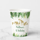 Gobelets En Papier Gold Safari Animal Green Anniversaire (Verso)