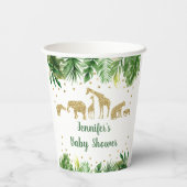 Gobelets En Papier Gold Safari Baby shower de verdure animale (Verso)