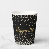Gobelets En Papier Gold Silver Confetti 21e fête d'anniversaire (Verso)