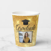 Gobelets En Papier Gold Sparkle Graduation Photo Chic Custom Party (Verso)
