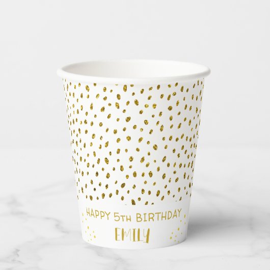 Gobelets En Papier Gold Stars Faux Parties scintillant Anniversaire E (Recto)