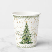 Gobelets En Papier Gold Stars Paix Et Joie Green Christmas Tree (Verso)