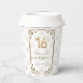 Gobelets En Papier Gold White Art Deco Sweet 16e anniversaire (Verso)