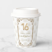 Gobelets En Papier Gold White Art Deco Sweet 16e anniversaire (Recto)
