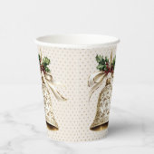 Gobelets En Papier Golden Christmas Bell Shiny Stars Green Feuilles (Droite)