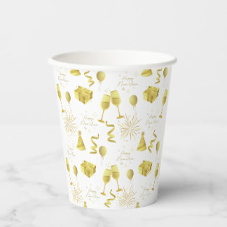 Gobelets En Papier Golden Happy New Year Pattern