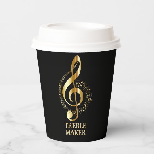 Gobelets En Papier Golden Musical Design Paper Cup (Recto)