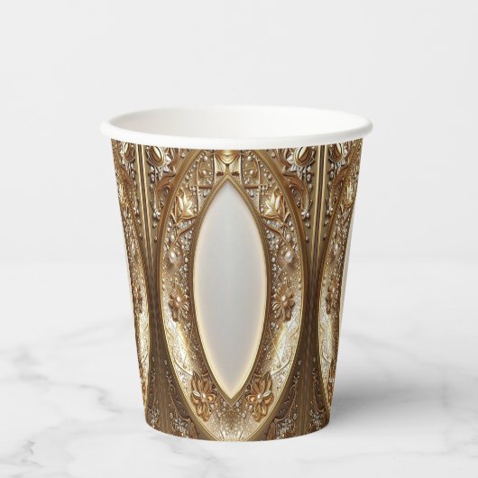 Gobelets En Papier Golden Ornate Paper Cups (Recto)