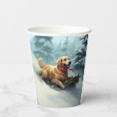 Gobelets En Papier Golden Retriers Noël neige hiver (Verso)