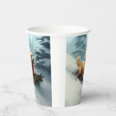 Gobelets En Papier Golden Retriers Noël neige hiver (Droite)