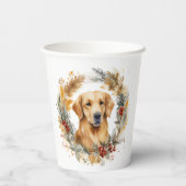 Gobelets En Papier Golden Retriever Christmas Wreath Festive Pup (Verso)