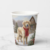 Gobelets En Papier Golden Retriever Dog in Snow Christmas (Recto)