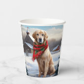 Gobelets En Papier Golden Retriever Dog in Snow Christmas (Verso)