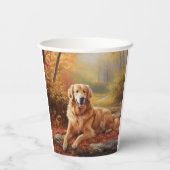 Gobelets En Papier Golden Retriever en automne Leaves automne Inspire (Verso)