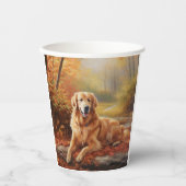 Gobelets En Papier Golden Retriever en automne Leaves automne Inspire (Recto)