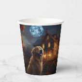 Gobelets En Papier Golden Retriever Halloween effroi (Recto)