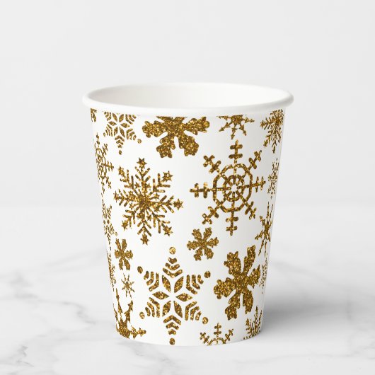 Gobelets En Papier Golden Sparkling Snowflakes Joyeux Noël (Verso)