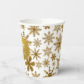 Gobelets En Papier Golden Sparkling Snowflakes Joyeux Noël (Gauche)