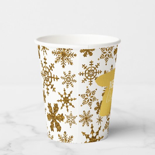 Gobelets En Papier Golden Sparkling Snowflakes Joyeux Noël (Droite)