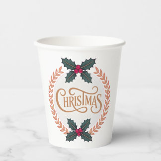 Gobelets En Papier “Golden Wreath of Christmas Elegance”