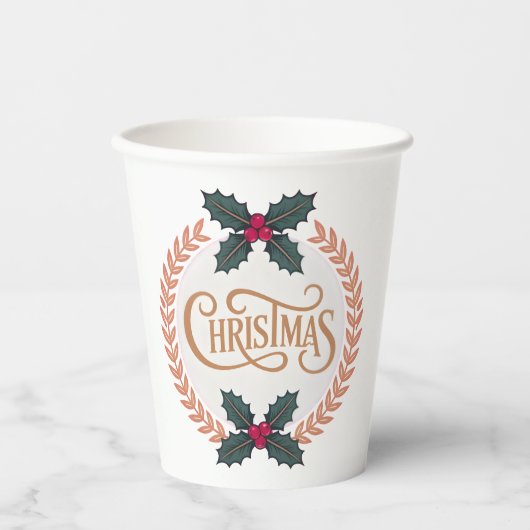 Gobelets En Papier “Golden Wreath of Christmas Elegance” (Recto)