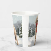 Gobelets En Papier Goldendoodle Chien dans Noël de neige (Gauche)
