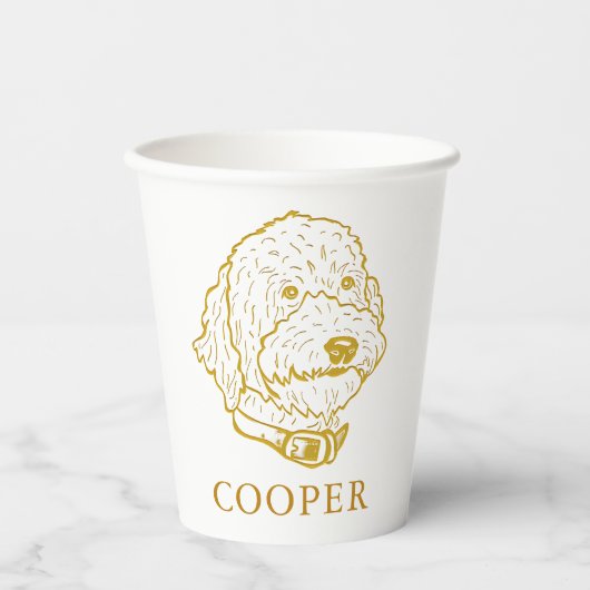 Gobelets En Papier Goldendoodle Chien Dessin Personnalisé À La Main (Recto)