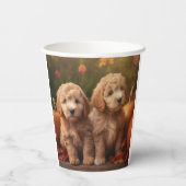 Gobelets En Papier Goldendoodle Chiot Automne Citrouille délice (Verso)