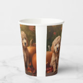 Gobelets En Papier Goldendoodle Chiot Automne Citrouille délice (Gauche)